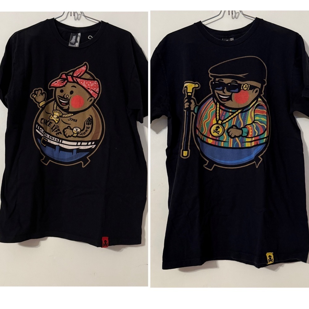 Johnny Cupcakes Lot of 2 Big Kid Tupac & Biggie Smalls T-Shirt Sz M Limited HTF